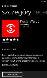 Windows Store - Kursy Walut - Szczegóły